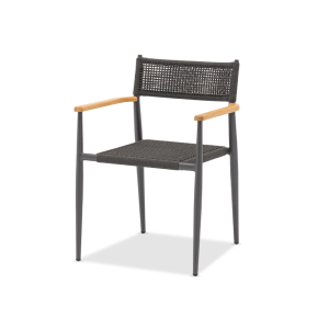 Togo Armchair Charcoal with Teak Armrest