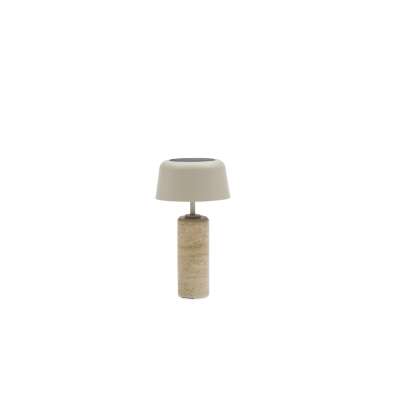 Spark Cylinder Treavertine Lamp w Solar Panel Small Mocha Dia.14*26.3cm