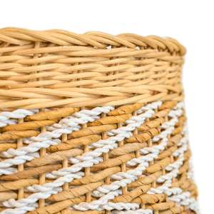 Rattan Pot Zigzag Natural & White 48 cm