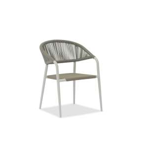 Pixl Dining Armchair White Frame Green Sling with Green Rope