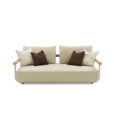 Orbit Alu & Teak Wood Sofa 3-Seater Mocha (w/cover and 4 cushions)