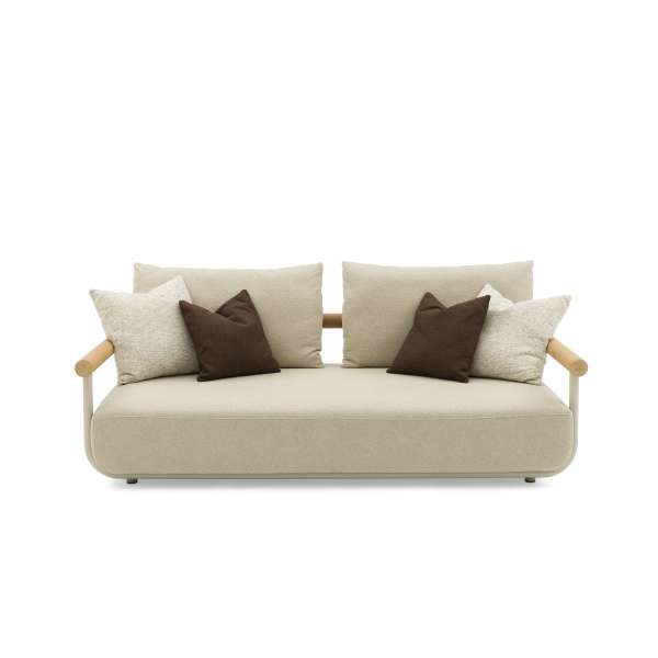 Orbit Alu & Teak Wood Sofa 3-Seater Mocha (w/cover and 4 cushions)