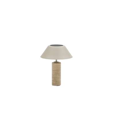 Spark Cylinder Treavertine Lamp w Solar Panel&Cone Cap Small Mocha Dia.21*26.3cm