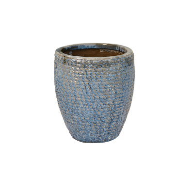 Plant Pot Rope Pattern Blue