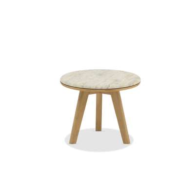 Lotus Teak Wood & Travertine Coffee Table Mocha D50cm