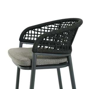 Jack Barchair Charcoal in Square Weaving Black Rope