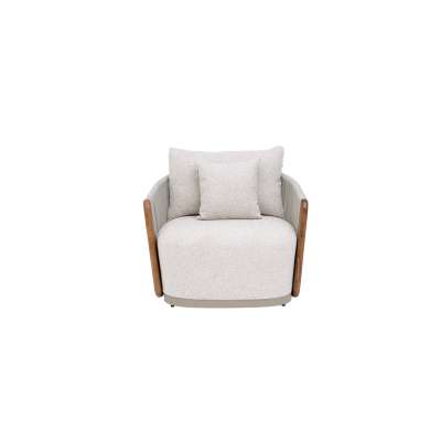 Utah Teak Wood &Rope Sofa 1 Seater Light Grey