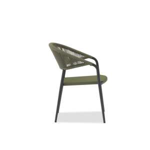 Pixl Dining Armchair Charcoal Frame Green Sling With Green Rope