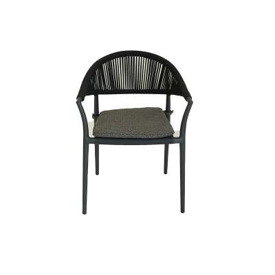 Pixl Dining Armchair Charcoal Frame Black Rope