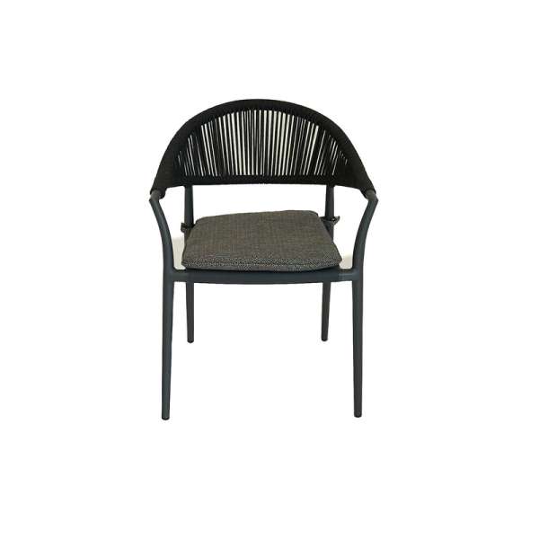 Pixl Dining Armchair Charcoal Frame Black Rope