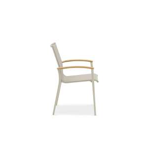 Plaza Alu & Texteline Chair with Teak Armrest Mocha