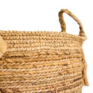 Sisal Banana Leaf Natural Basket with Pom Pom 35 cm