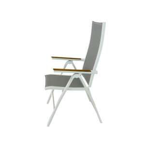 Como Recliner with Teak Armrest White
