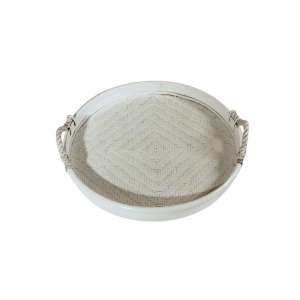 Tipround Bamboo Tray D52cm with Rope Handles White