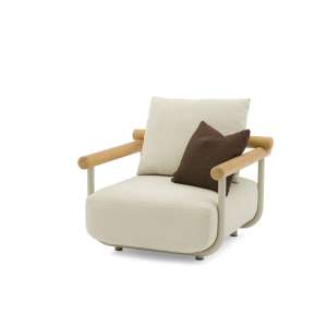 Orbit Alu & Teak Wood Sofa 1-Seater Mocha (w/cover and cushion)