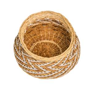 Rattan Pot Zigzag Brown & White 32 cm