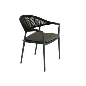 Pixl Dining Armchair Charcoal Frame Black Rope