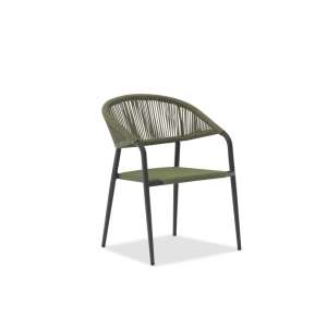 Pixl Dining Armchair Charcoal Frame Green Sling With Green Rope