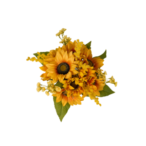 Artificial Sunflower Bouquet in Glass Vase