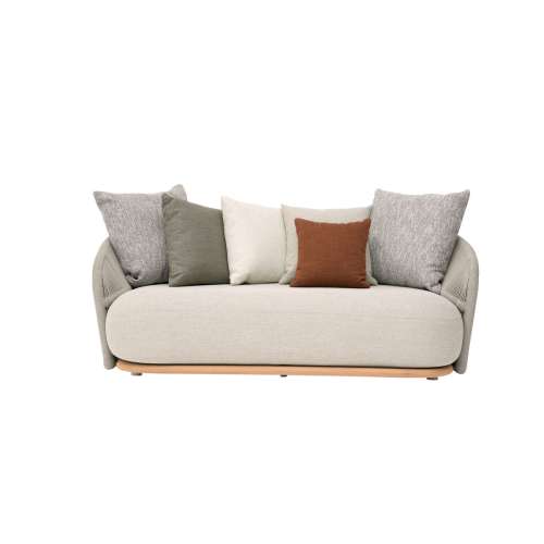 Wave Teak Wood & Rope Sofa 2 Seater Mocha (w/cover and 6 cushions)