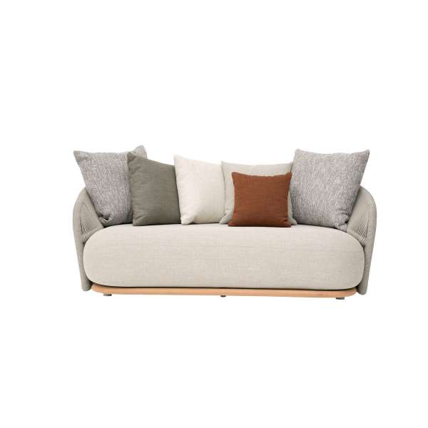 Wave Teak Wood & Rope Sofa 2 Seater Mocha (w/cover and 6 cushions)