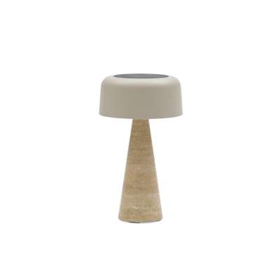 Spark Cone Treavertine Lamp w Solar Panel Large Mocha Dia. 22*38.7cm