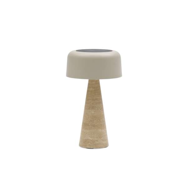 Spark Cone Treavertine Lamp w Solar Panel Large Mocha Dia. 22*38.7cm