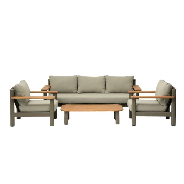Florence Alu&Teak Sofa Set 5S Mocha
