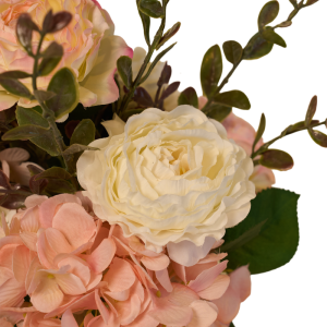 Artificial Pink Floral Mix Bouquet in Glass Vase