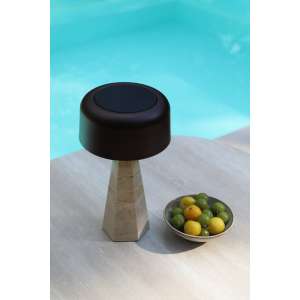 Spark Hexa Treavertine Lamp w Solar Panel Small Brown Dia.14*26.3cm