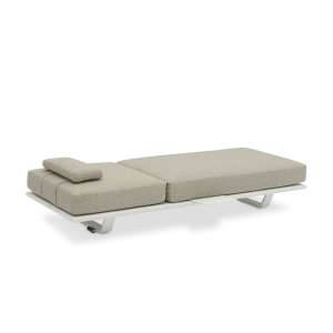 Twins Alu Sunlounger White with Headrest and Fly Side Table