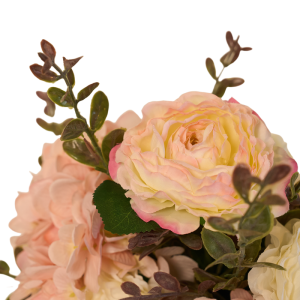 Artificial Pink Floral Mix Bouquet in Glass Vase