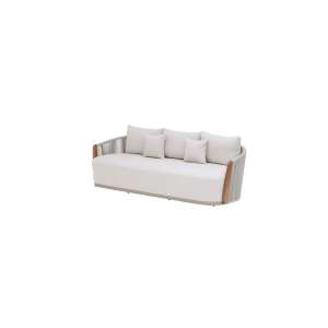 Utah Teak Wood &Rope Sofa 3 Seater Light Grey