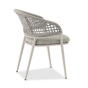Jack Armchair White in Square Weaving Light Grey Rope