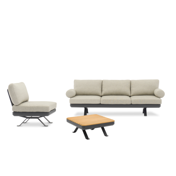 Orlando Charcoal 4-Seater Sofa Set with Coffee Table