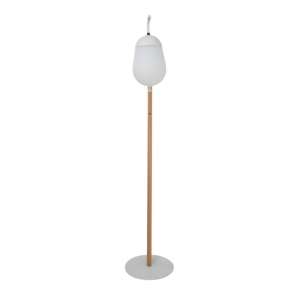 Sunny White Aluminium with Teak Bob Floor Lamp