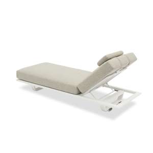 Twins Alu Sunlounger White with Headrest and Fly Side Table