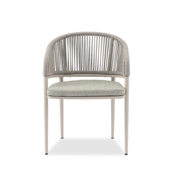 Jack Armchair White in Vertical Weaving Light Grey Rope