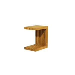 Livorno Teak Wood Slated Side Table C Shape