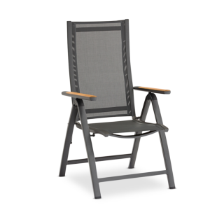 Como Recliner Chair Charcoal with Teak Armrest (without footrest)