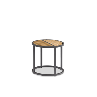 Leaf Side Table Teak Top Charcoal Frame 43x40.5cm