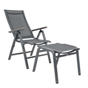 Como Recliner Chair & Footrest Set Charcoal