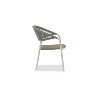 Pixl Dining Armchair White Frame Green Sling with Green Rope