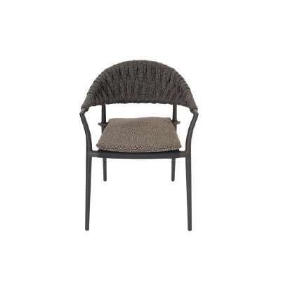 Pixl Dining Armchair Charcoal Frame Black Rope Thick Weaving