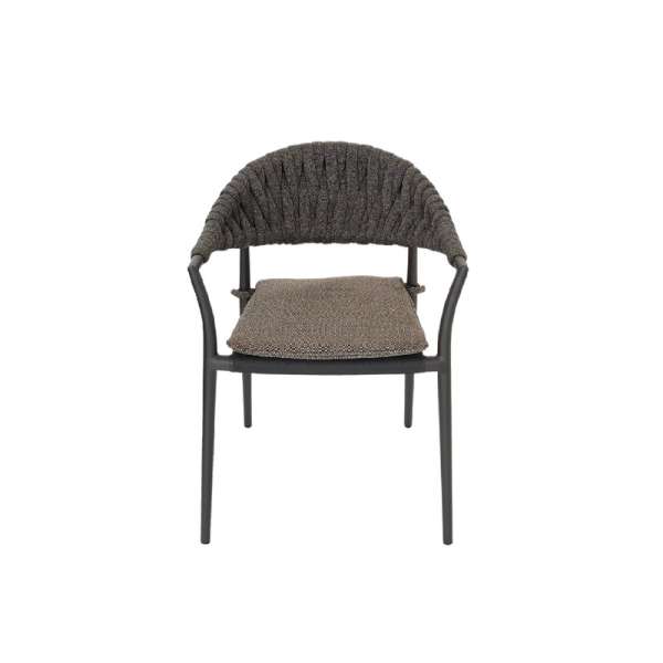 Pixl Dining Armchair Charcoal Frame Black Rope Thick Weaving