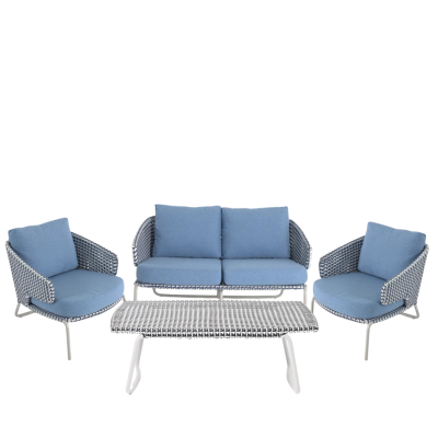 Roma Blue 4-Seater Lounge Set with Coffee Table