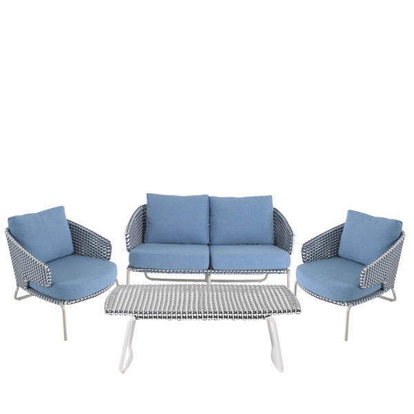 Roma Blue 4-Seater Lounge Set with Coffee Table