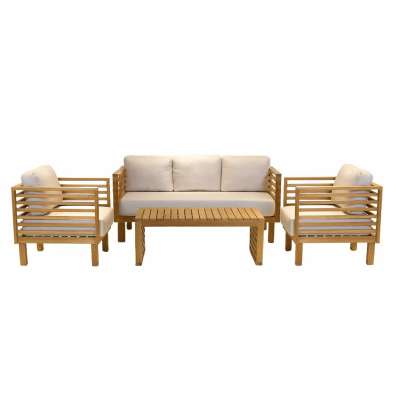 Saint Tropez Teak 5-seater Sofa Set with Coffee Table