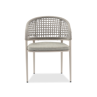 Jack Armchair White in Square Weaving Light Grey Rope