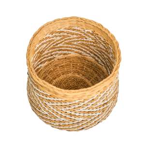 Rattan Pot Zigzag Natural & White 48 cm